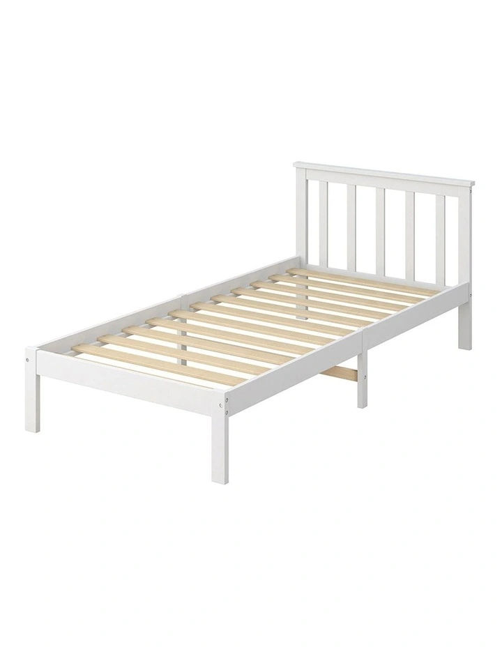 King Single Wooden Bed Frame in White