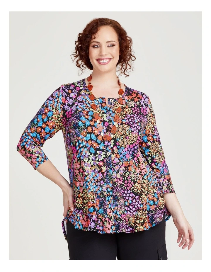 Ditsy Floral Natural Top in Print