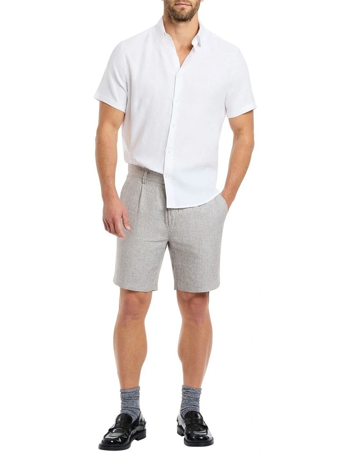 Felix Short Sleeve Linen Shirt in White