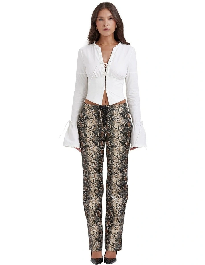 Serina Vegan Leather Trousers in Snake Print