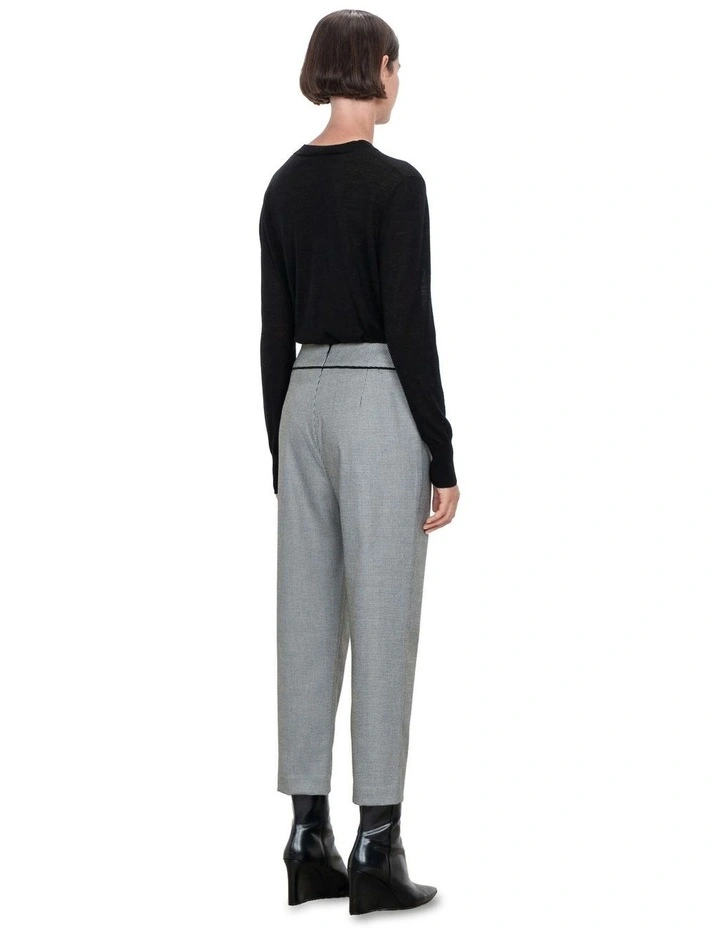 Houndstooth Slim Crop Pant in Black/White