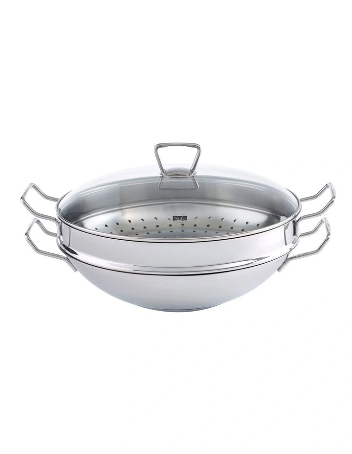 Nanjing 36cm Wok with Steamer Insert & Glass Lid