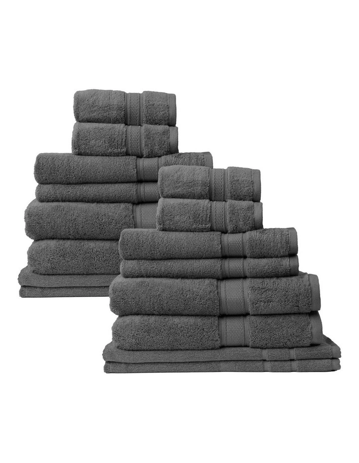 Zero Twist Luxury Cotton Towel Set 16 Piece in Granite