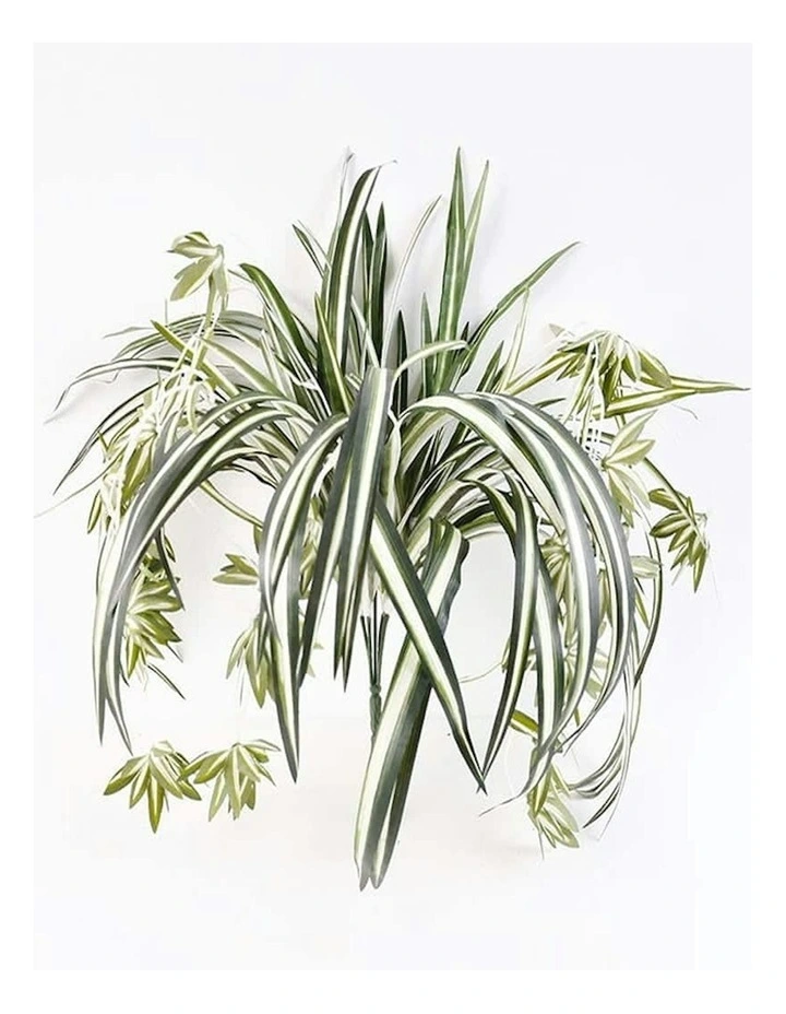 Artificial Faux Hanging Spider Plant Bush 60cm in Green