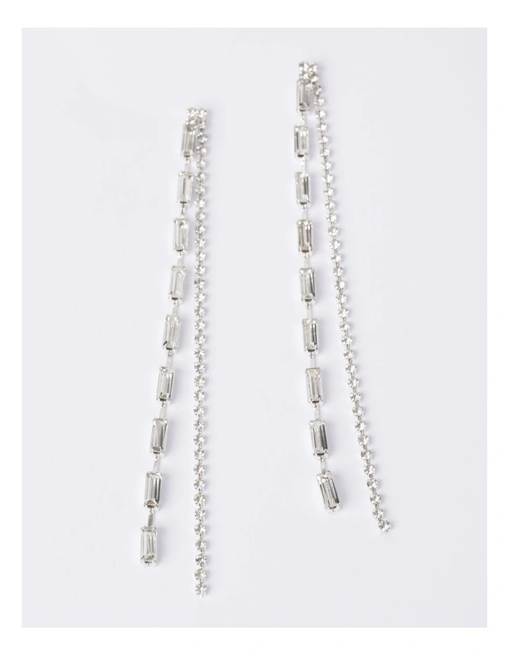 Linear Diamante Earring in Silver