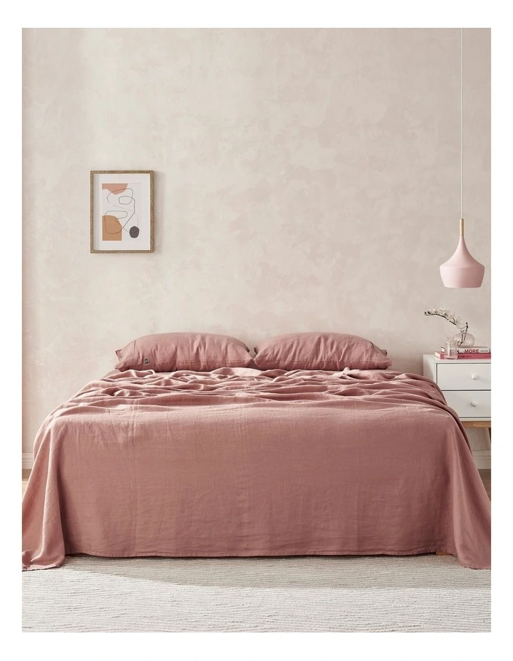 European Flax Linen Sheet Set in Rose Gold
