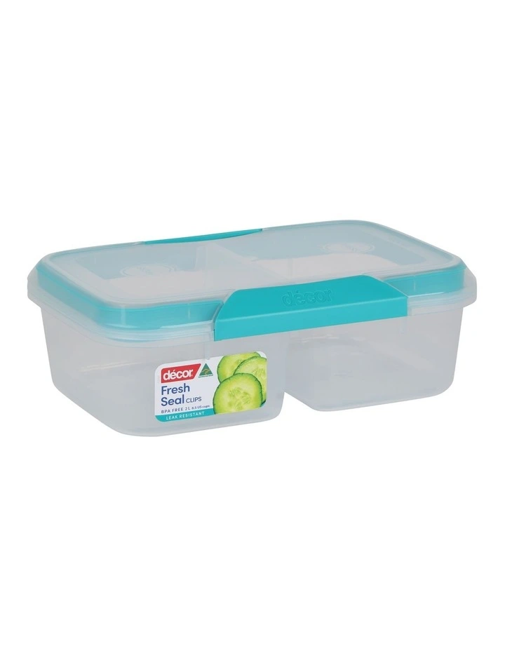 Fresh Seal Clips 2L Split Oblong Food Storage Clear/Teal
