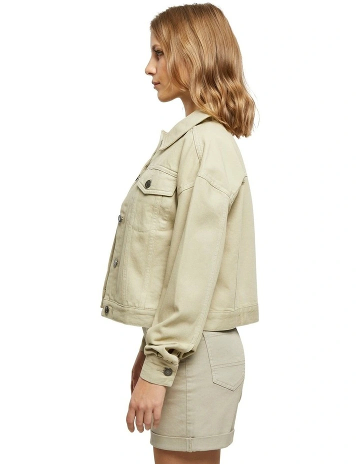 Oversized Coloured Denim Jacket in Soft Seagrass