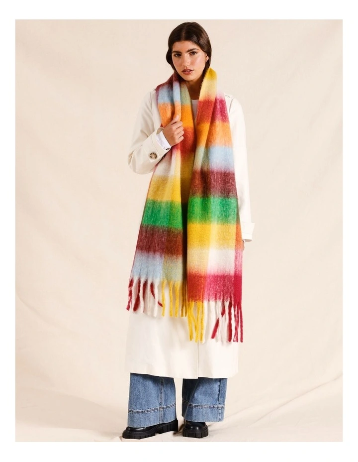 Chunky Check Winter Scarf in Red