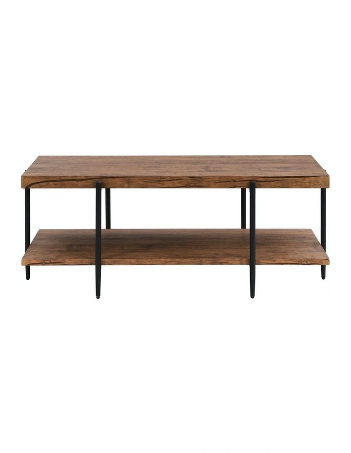 Extra Long 2-Tier Coffee Table 125cm in Rustic Dark Brown