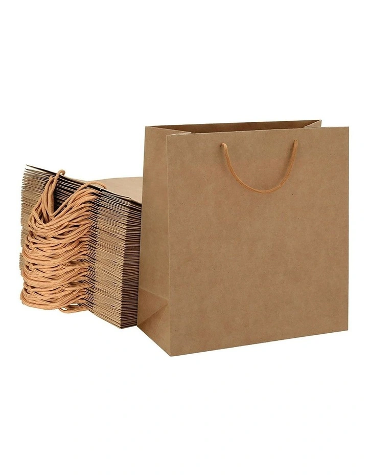 Reusable Bulk Kraft Paper Bags Pack 50 Pieces in Brown