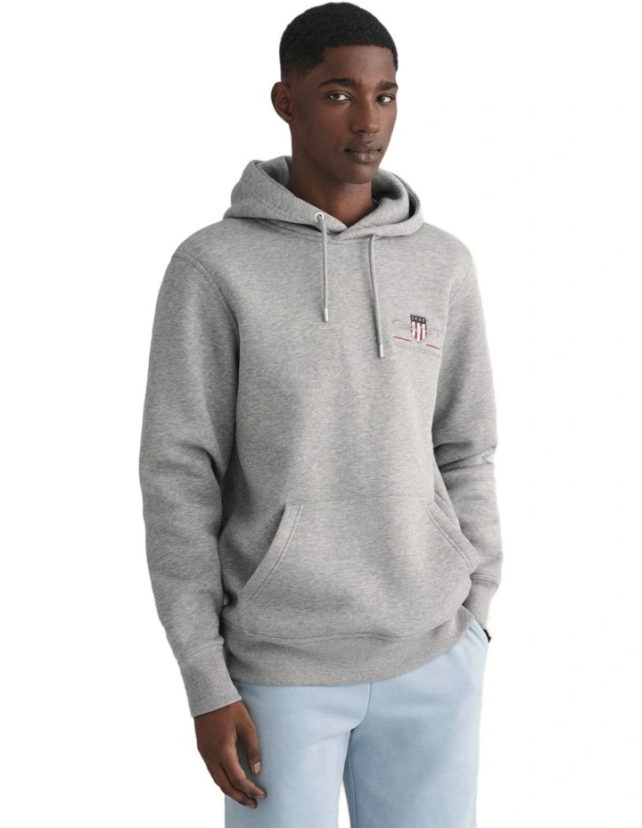 Medium Archive Shield Hoodie in Grey Melange