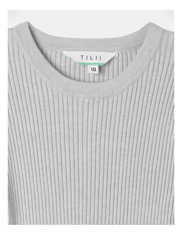 Long Sleeve Knitted Skater Dress in Grey Marle