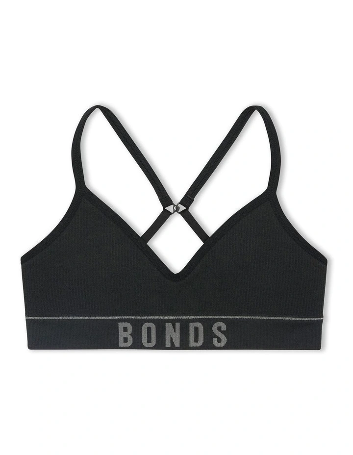 Kids Retro Rib Contour Crop Top in Black