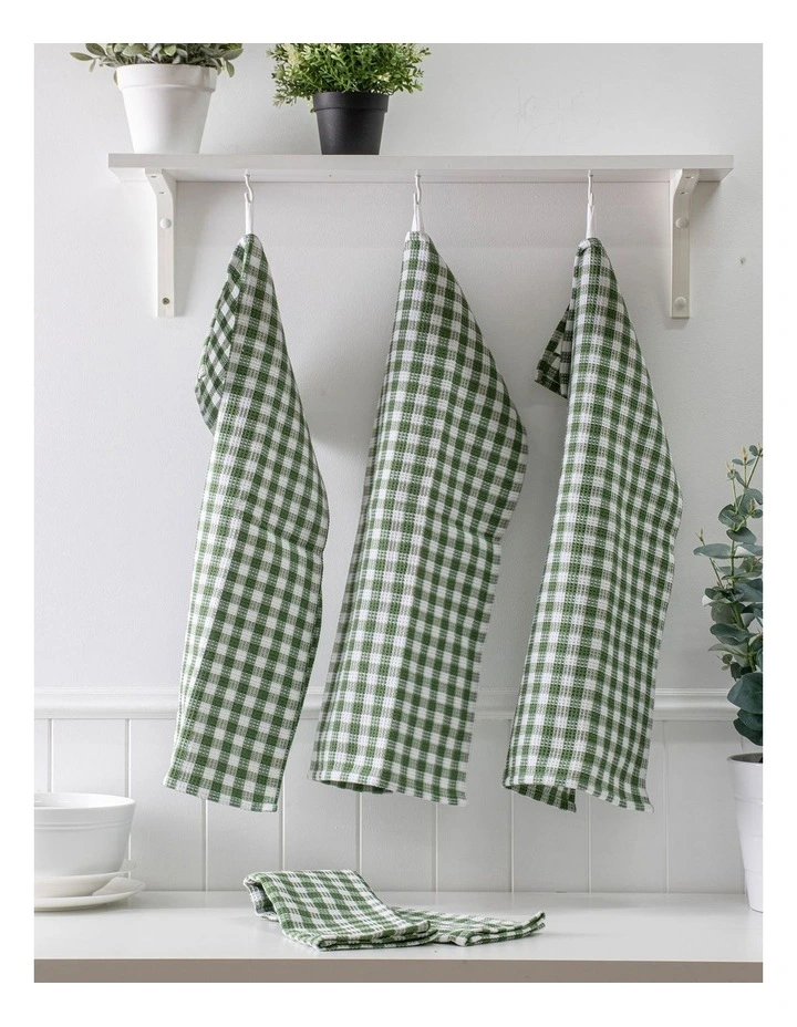 Waffle Kitchen Towel 4 Pack in Green