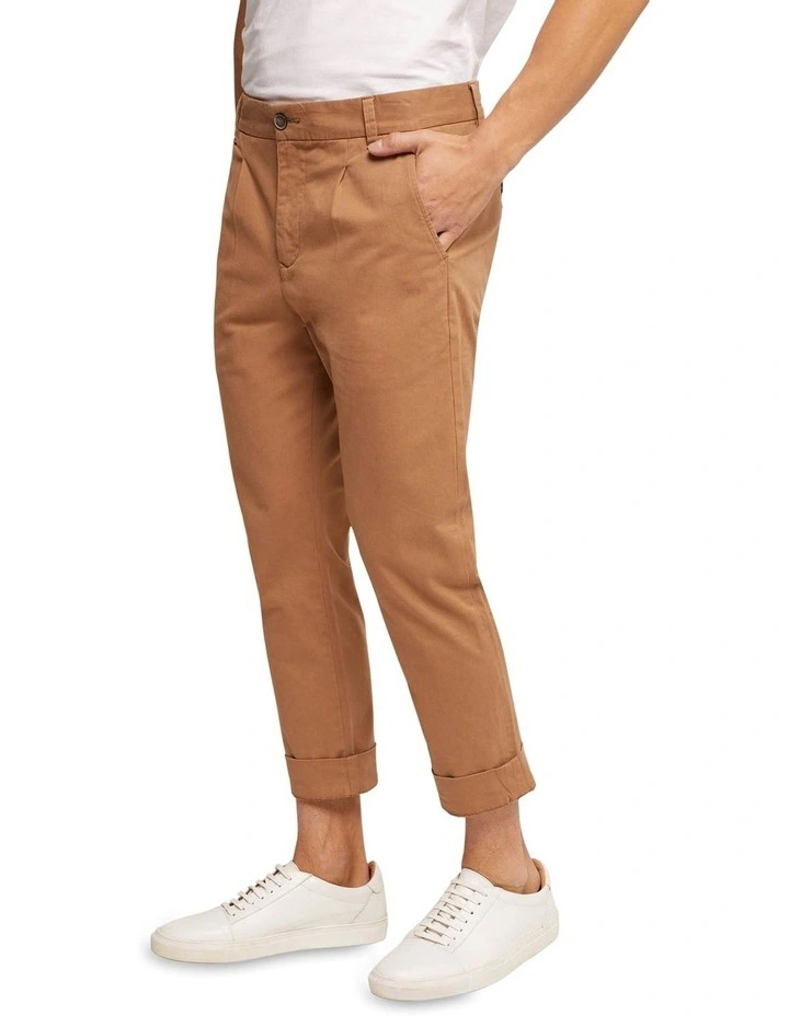 Ryan Folded Cuff Casual Chinos in Brown