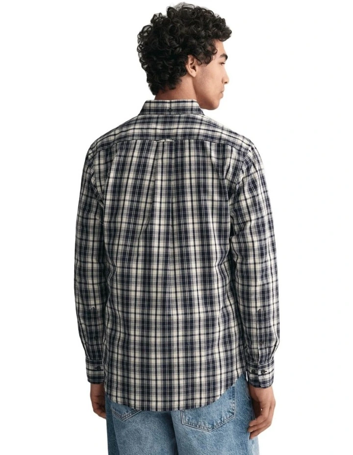 Regular Fit Plaid Archive Poplin Shirt in Cream