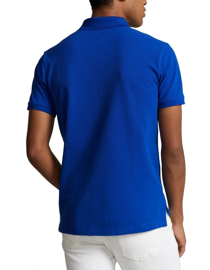 Custom Slim Fit Mesh Polo Shirt in Blue
