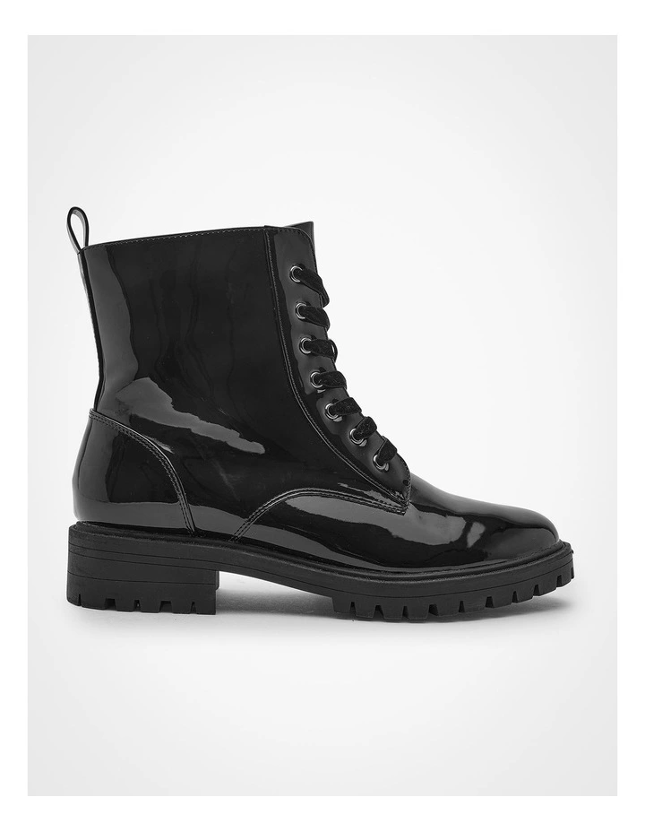 Patent Lace Up Boot Black