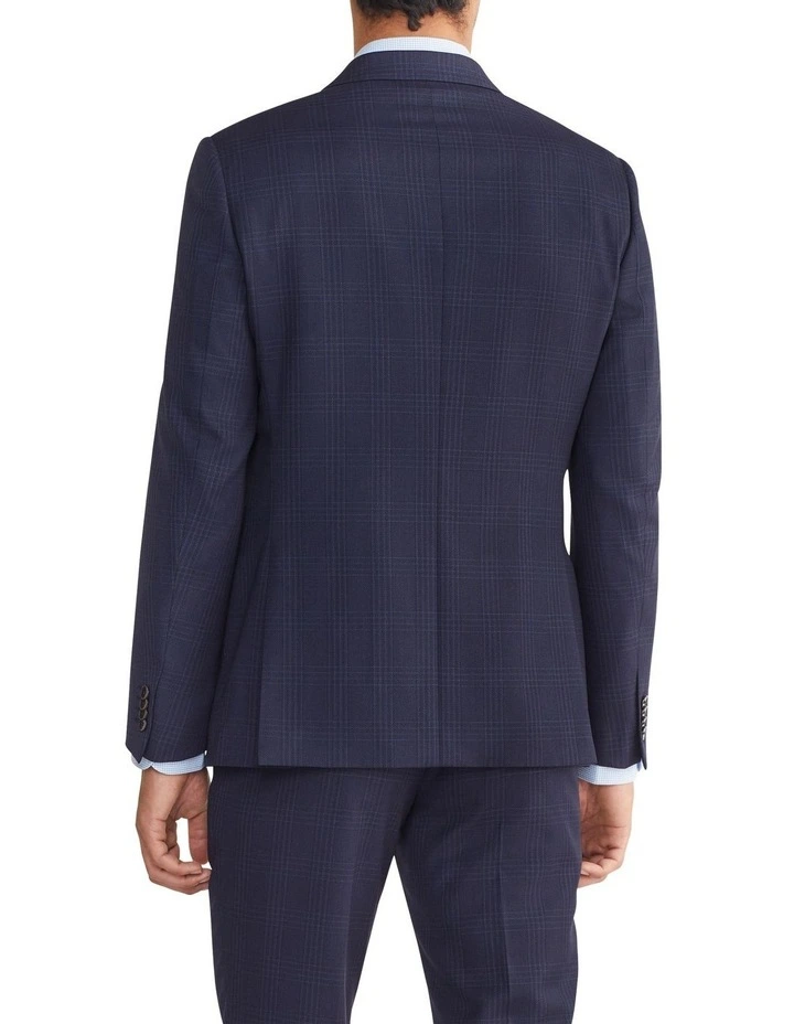 Birdseye Tailored Check Suit Jacket in Blue