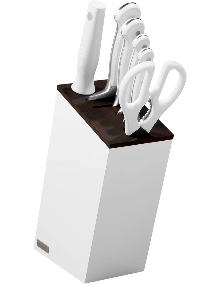 Classic Design Block Set with Santoku 7 Piece in White