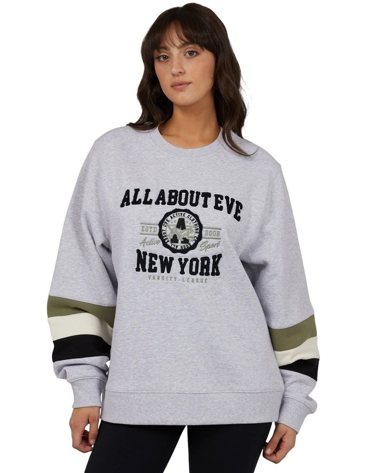 Ski Run Oversized Crew Sweatshirt in Grey Marle