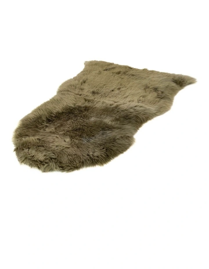 Genuine Long Wool Rug Single 90x55cm in Moss Green