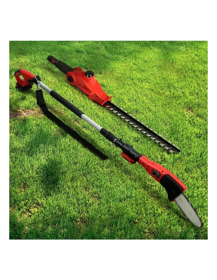 Cordless Pole Chainsaw Hedge Trimmer Saw in Red