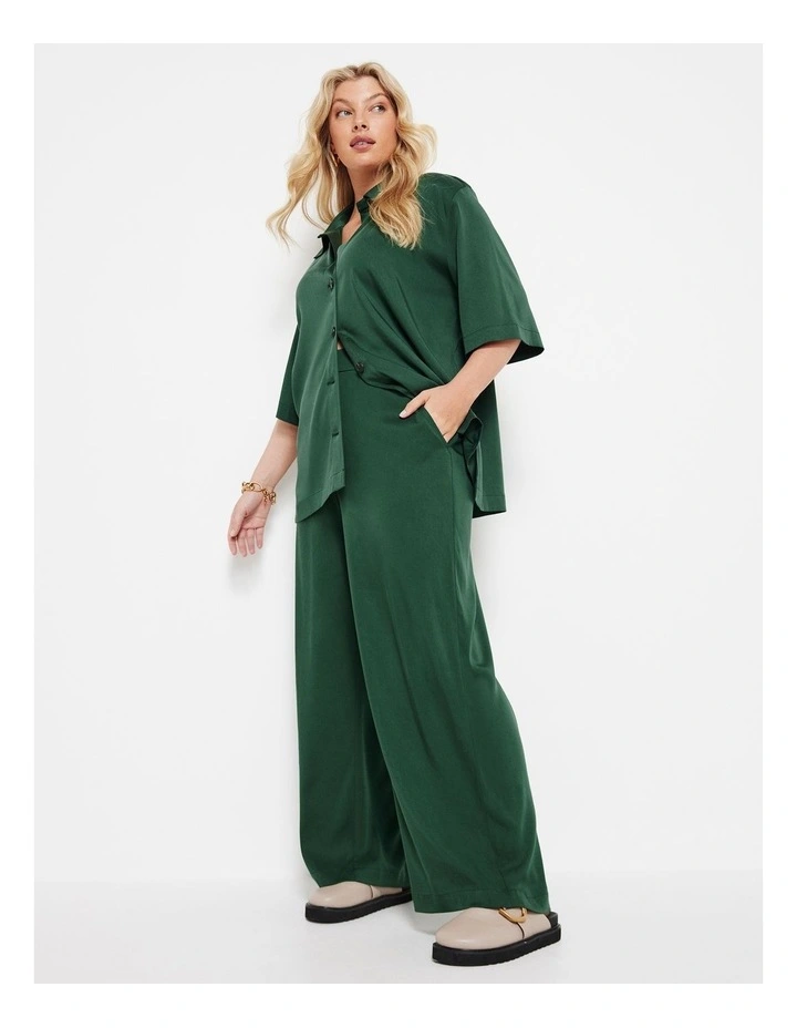 The Stretch Silky Pant in Dark Green