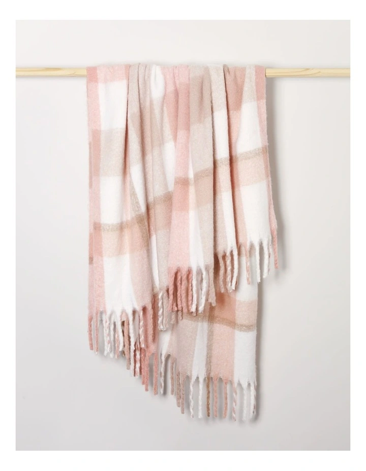 Mohair Check Throw in Pink