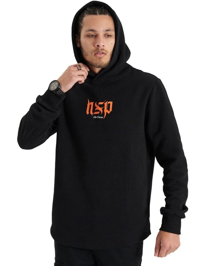 Domination Hooded Dual Curved Sweater in Jet Black