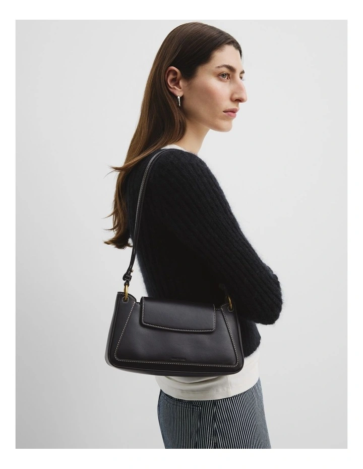Zip Flap Crossbody Bag in Black