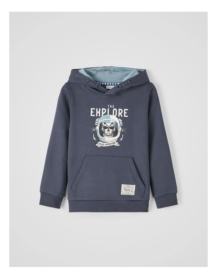 Numbe Printed Hoodie in Blue