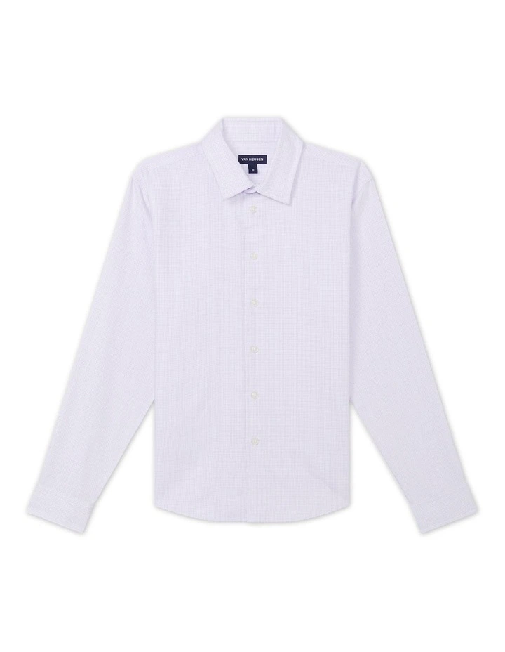 Junior Fit Dobby Check Shirt in Lilac