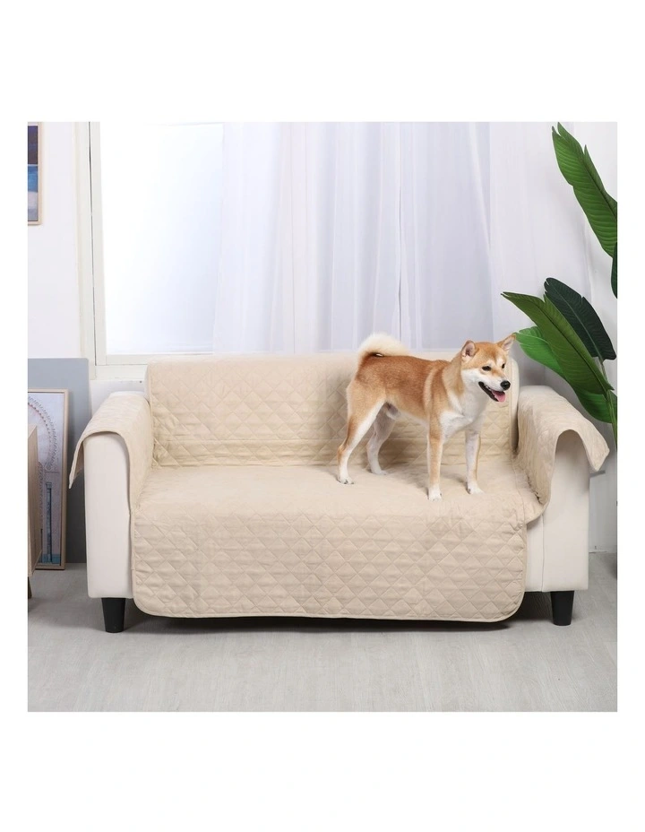 Cozy Quilted Sofa Cover for Loveseat in Oat
