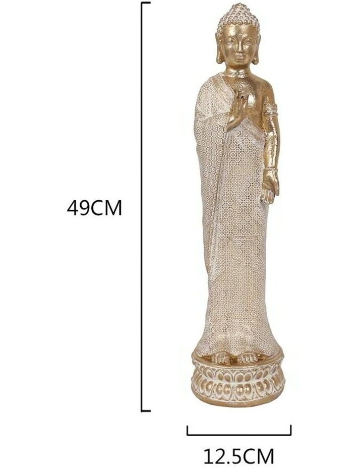Decorative Statue Standing Blessing Buddha 49cm in Gold