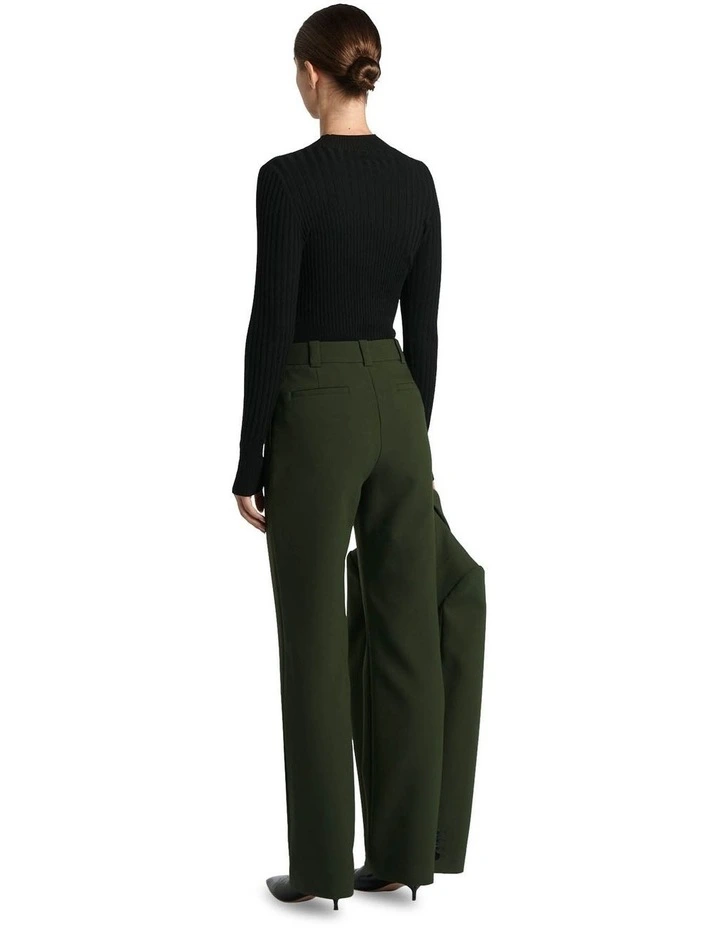 Double Weave Straight Leg Pant in Dark Olive