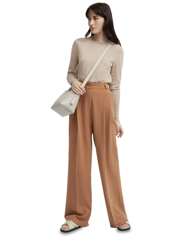 Madeline Long Cuff Knit Top in Camel