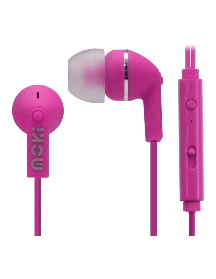Noise Isolation Earbuds With Microphone & Control Pink