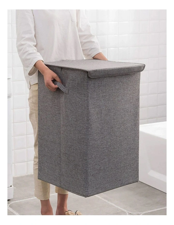 Medium Collapsible Laundry Hamper Storage Box in Grey