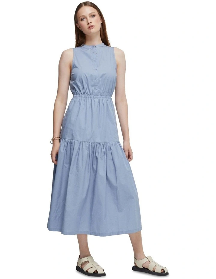 Paige Cotton Dress in Blue Smoke