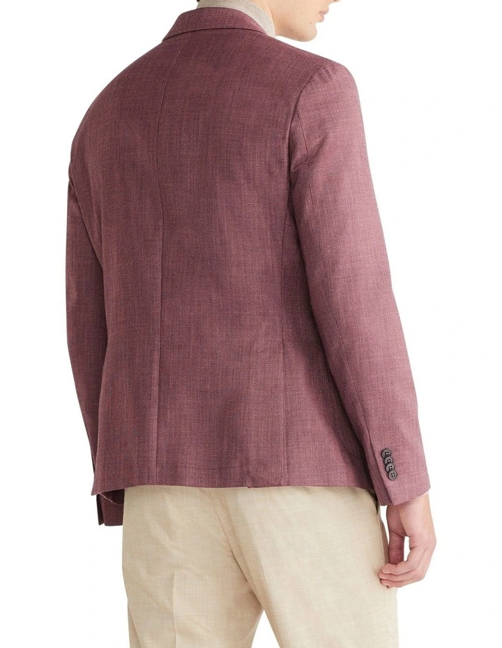 Textured Slub Blazer in Red