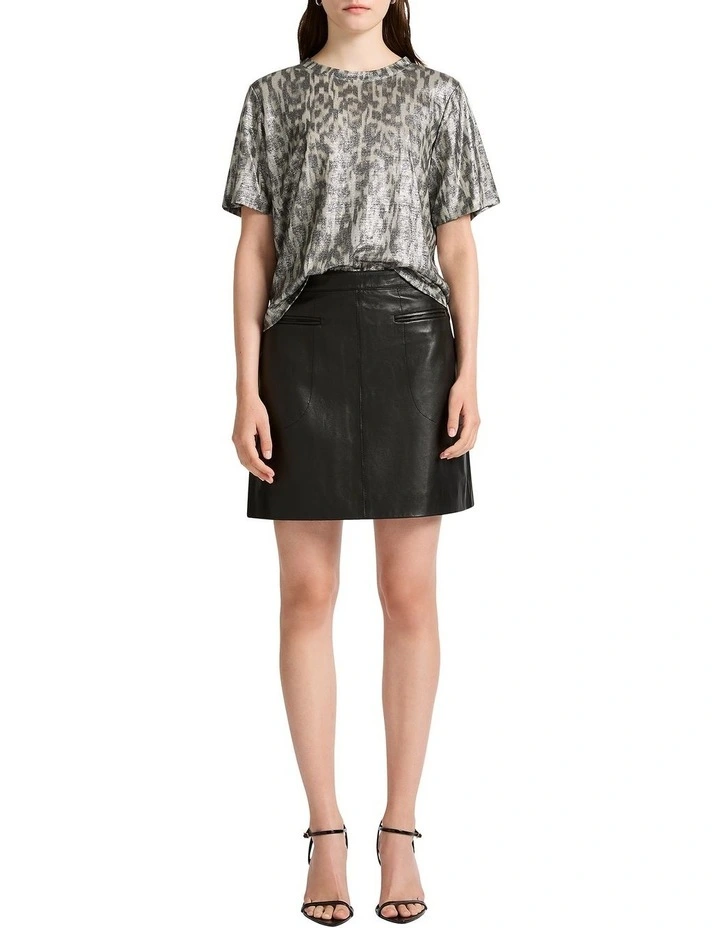 Jericho Leather Mini Skirt in Black