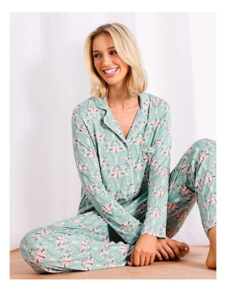 Viscose Jersey Long Pyjama Set in Floral