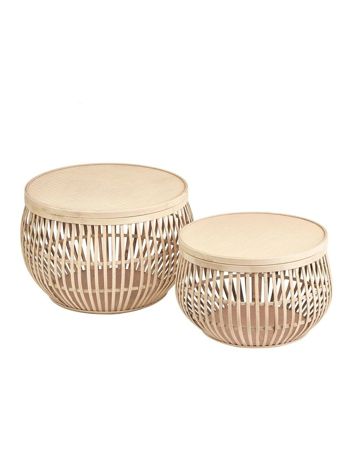 Sara Bamboo Coffee Tables Set of 2 in Natural