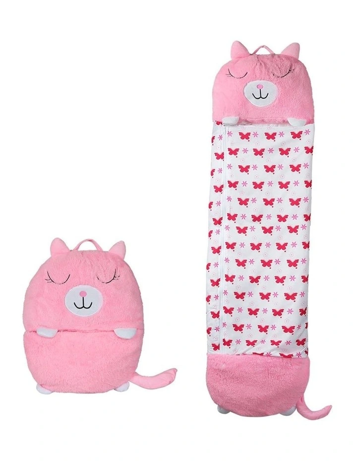 Sleeping Bag Child Pillow Stuffed Toy Gift Cat L in Pink