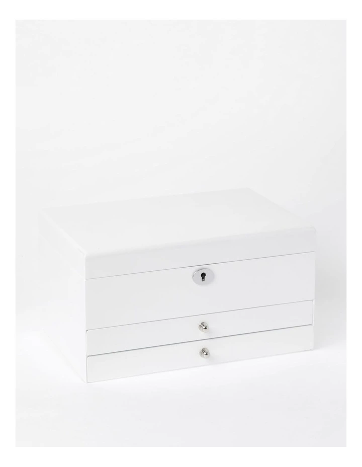 Multi Drawer High Gloss Jewellery Box in White