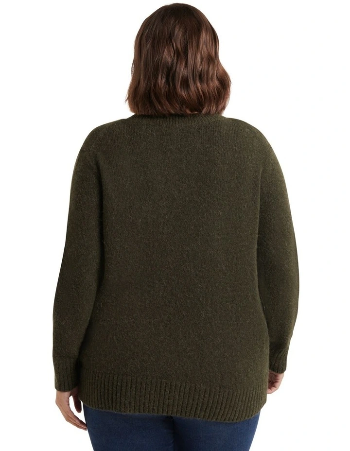 Raven Longline Knit Jumper Green