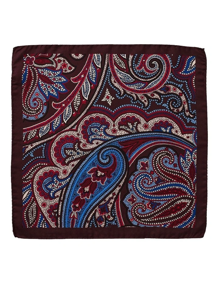 Exploded Paisley Silk Pocket Square in Wine