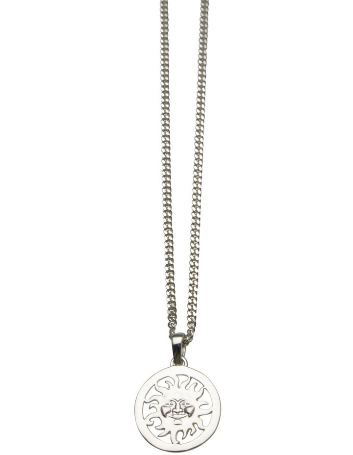 Fine Curb Chain Sun Face Silver Necklace